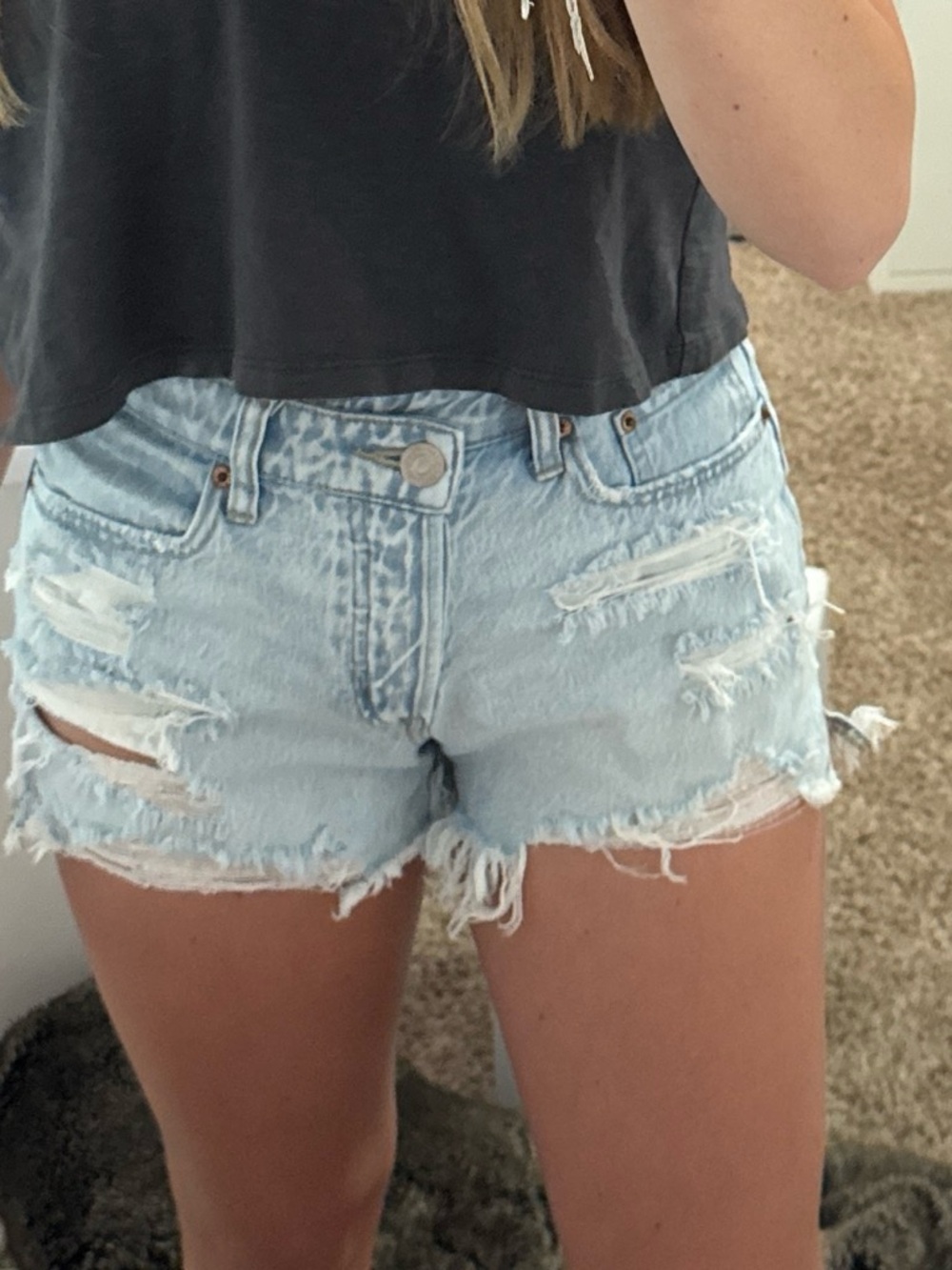 Aeropostale Light Blue Distressed Denim Shorts